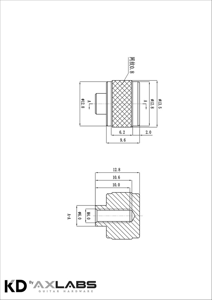KD By AxLabs Threaded Strap Buttons (2) - Gretsch Style - Nickel