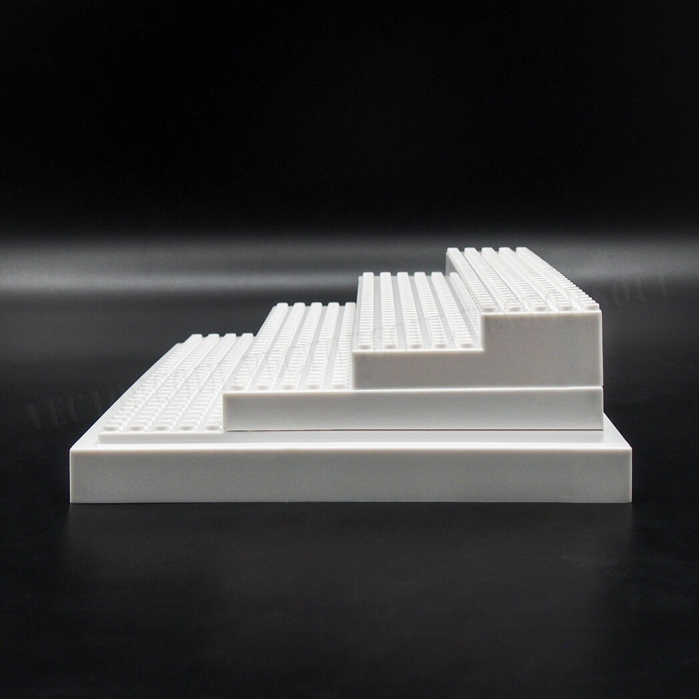 US White Acrylic Display Case Box 4 Steps For Building Blocks Plastic Base 24cm