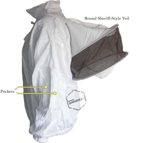 Beekeeper Zip-Up Jacket with Removable Veil - Cotton, White, Size 2XL