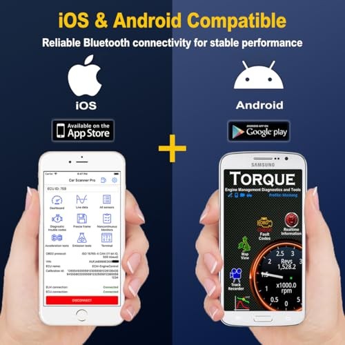Bluetooth OBD2 Scanner for iOS & iPhone & Android - Wireless Car Code Reader