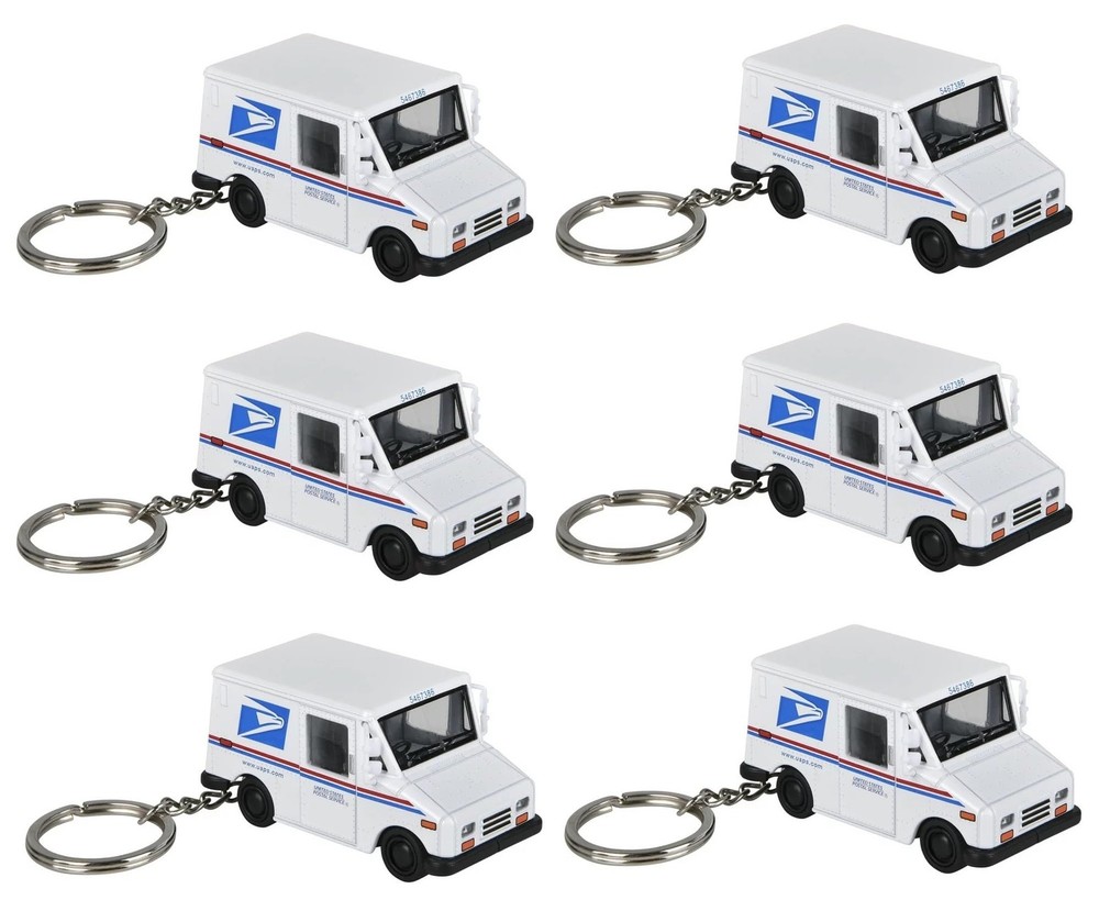Diecast Pull Back Mini Postal Mail Carrier Truck Keychains (6 Pack) (2.5") Me...