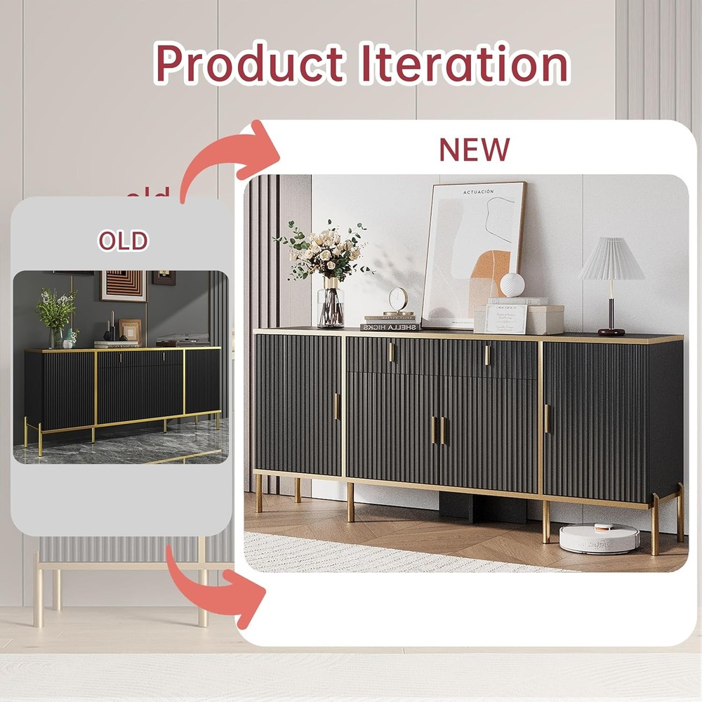 60" Modern Buffet Cabinet W/ Storage Buffets & Sideboard W/ Drawers Adjustable