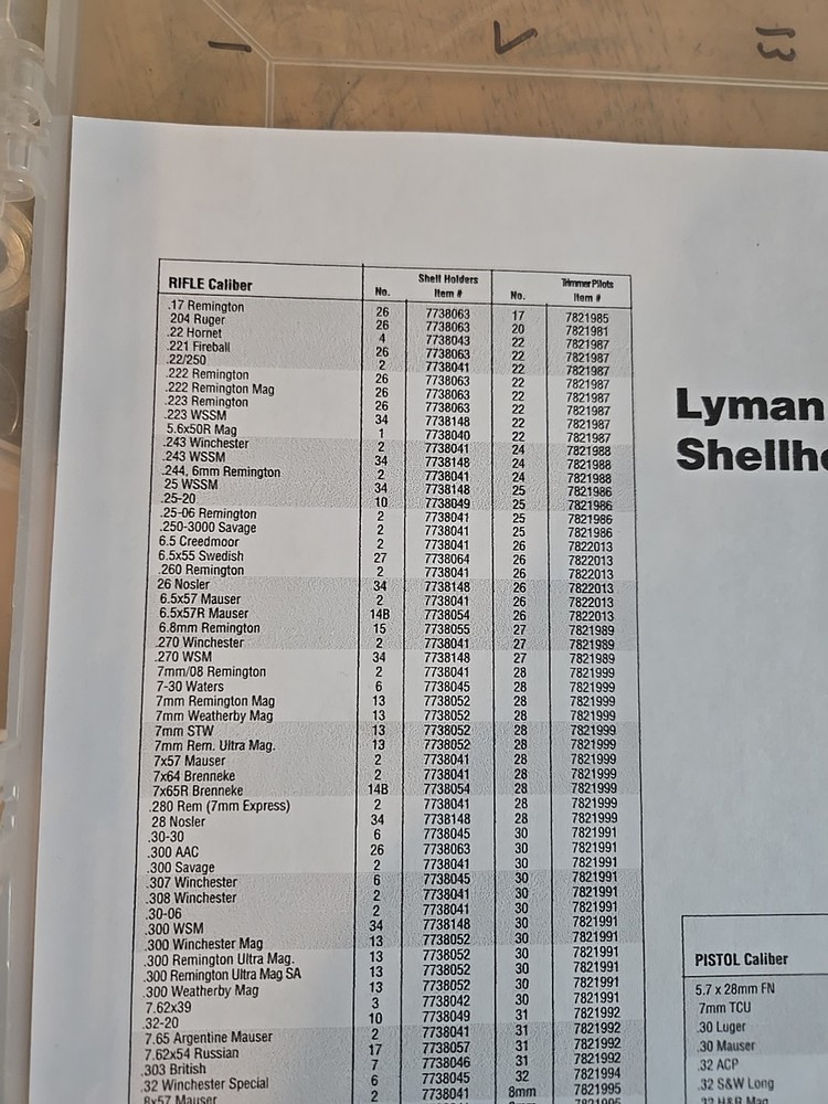 LYMAN SHELL HOLDER X Multiple sizes available (Sold Individually)