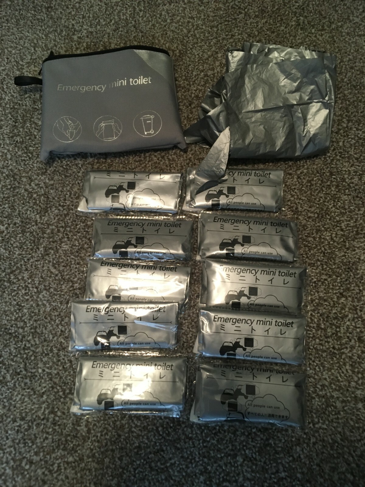 Emergency Mini Toilet Disposable 10x Urine Bags 700cc with Travel Bag NEW