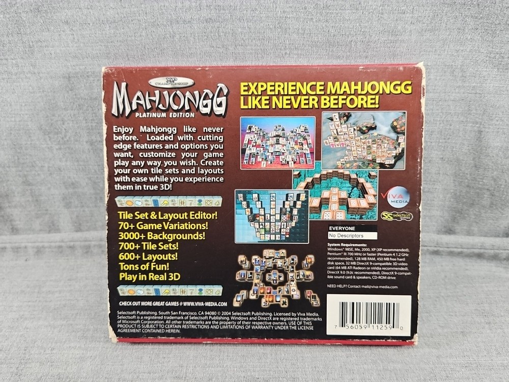 Mahjongg XP Platinum Edition (CD-Rom, 2004, Selectsoft)