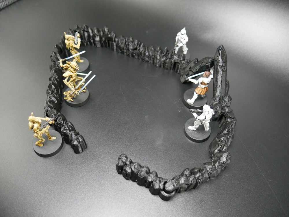 Tabletop Terrain 3d Printed Black Dungeon Cavern interlocking D&D, pathfinder