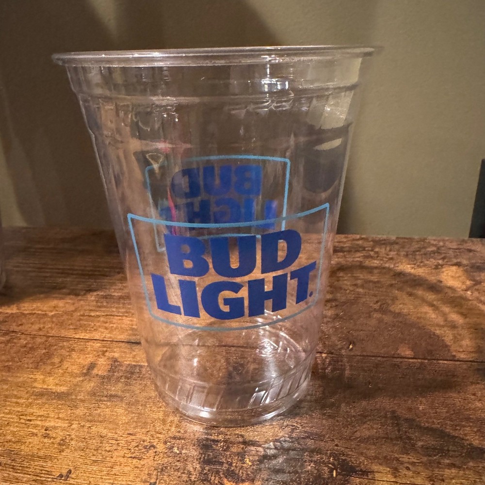 Bud Light Clear Disposable Plastic Party Cups Bulk Pack 75 Count Tailgate NEW