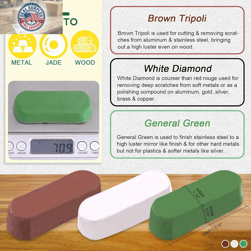 8Pcs 4Inch Buffing Polishing Wheel Kit Includes Polishing Compounds, Buffer Whee