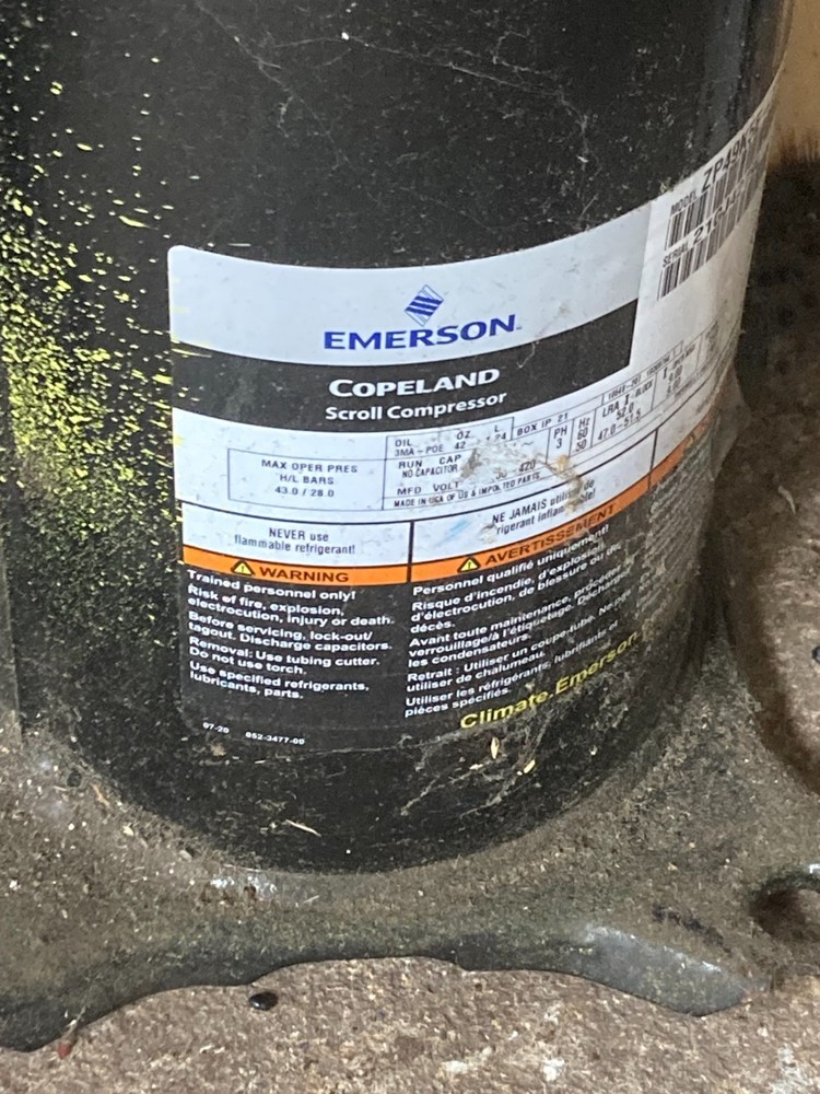 Copeland (MODEL: ZP49K5E‑TFD‑800) High‑Efficiency Scroll Compressor