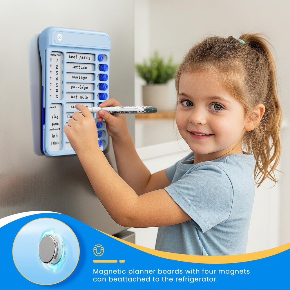 Chore Chart for Kids, Magnetic Board ADHD Tools Blue