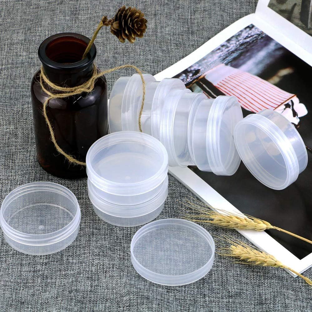 Amersumer 20Pack Round Clear Frosted Plastic Bead Storage Containers