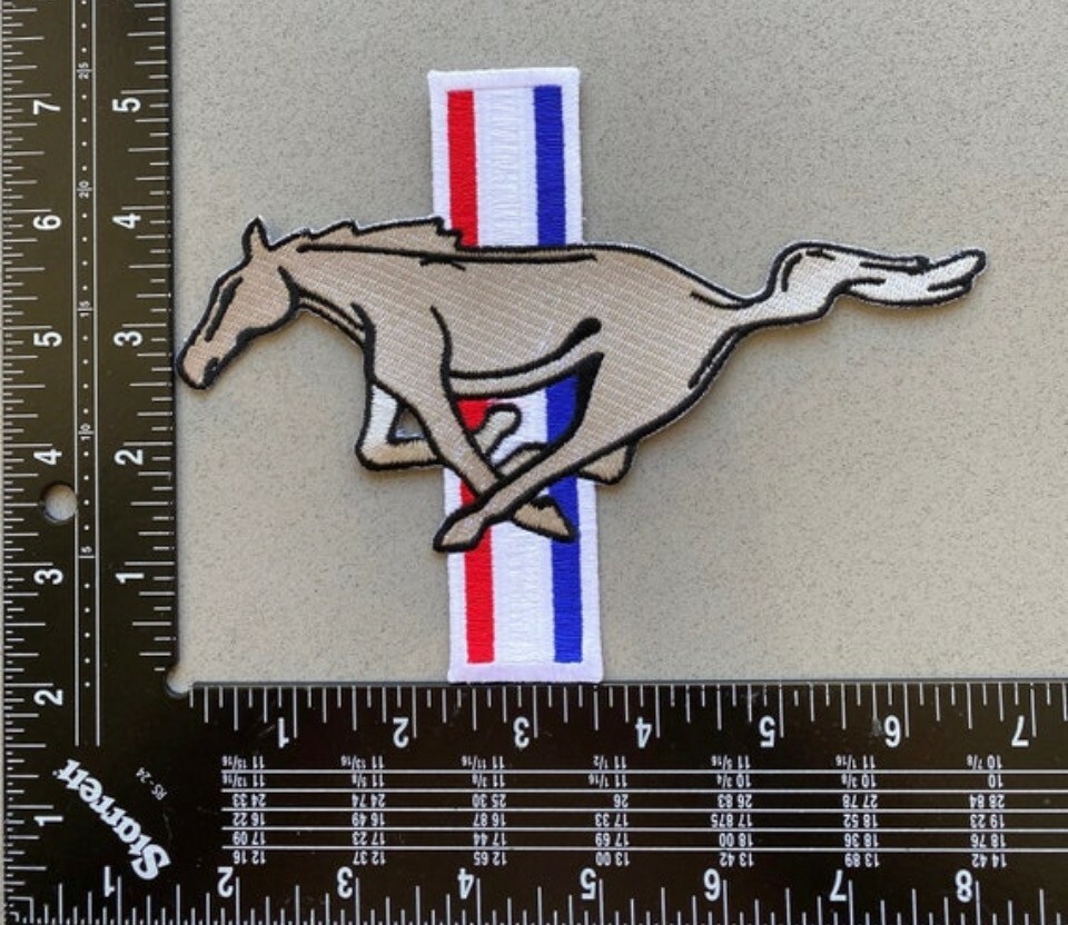 Classic Mustang Logo Embroidered Patch 7"x5" Ford
