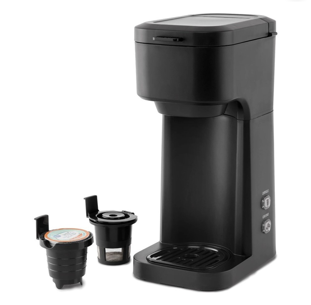 Mainstays Single Serve Coffee Maker - Grounds & Pods - Black Matte