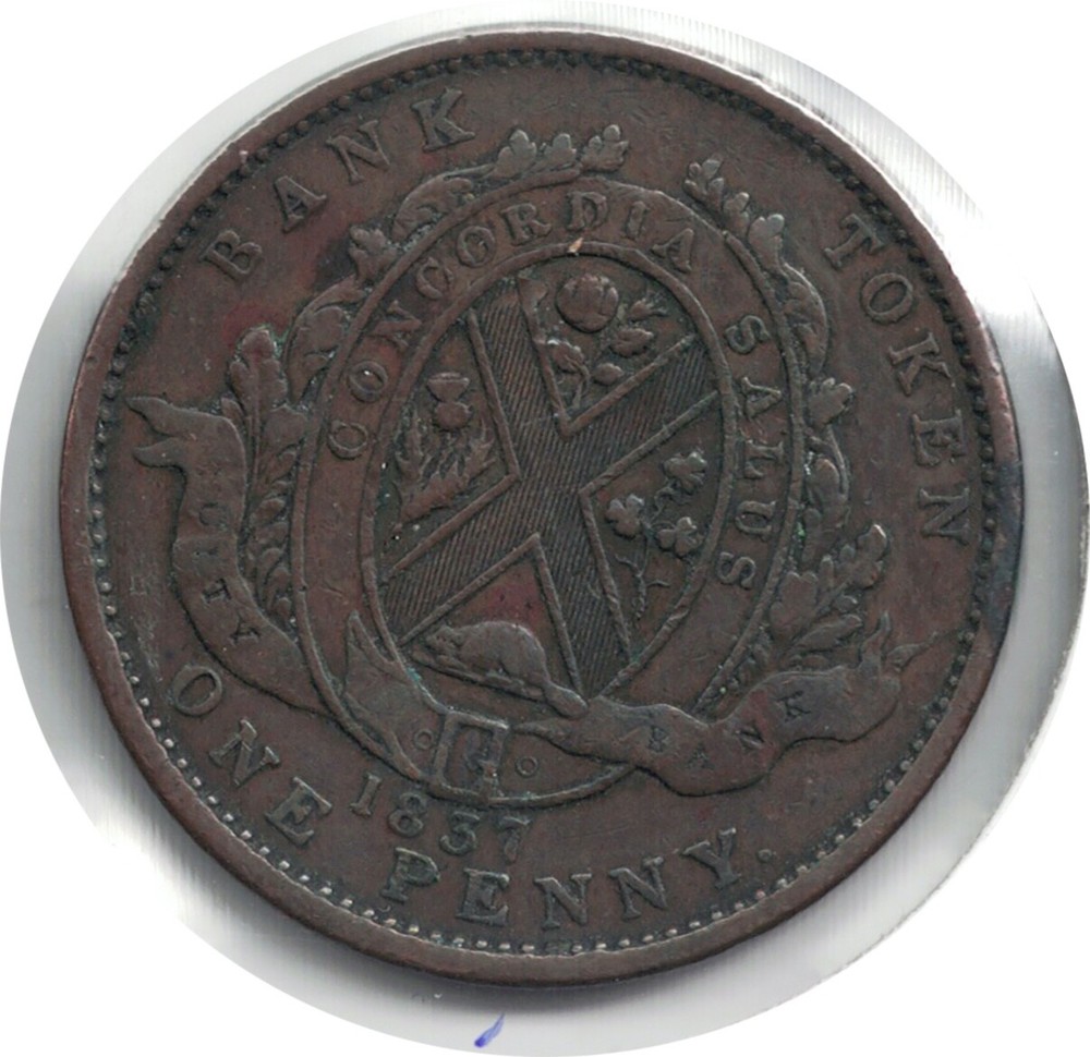 1837 1 ONE PENNY TOKEN LOWER CANADA.