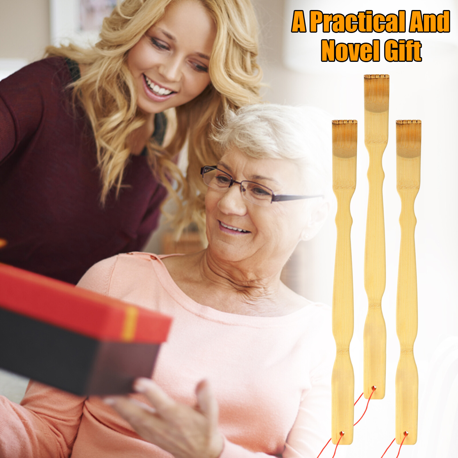 3 Pack Natural Bamboo Back Scratcher Long Reach Pick Itch Relief Tool Portable