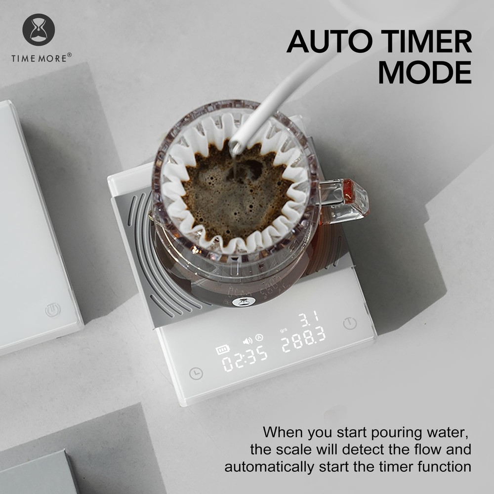 TIMEMORE Coffee Scale Basic 2.0 with Timer,Black Mirror Espresso Scale with F...