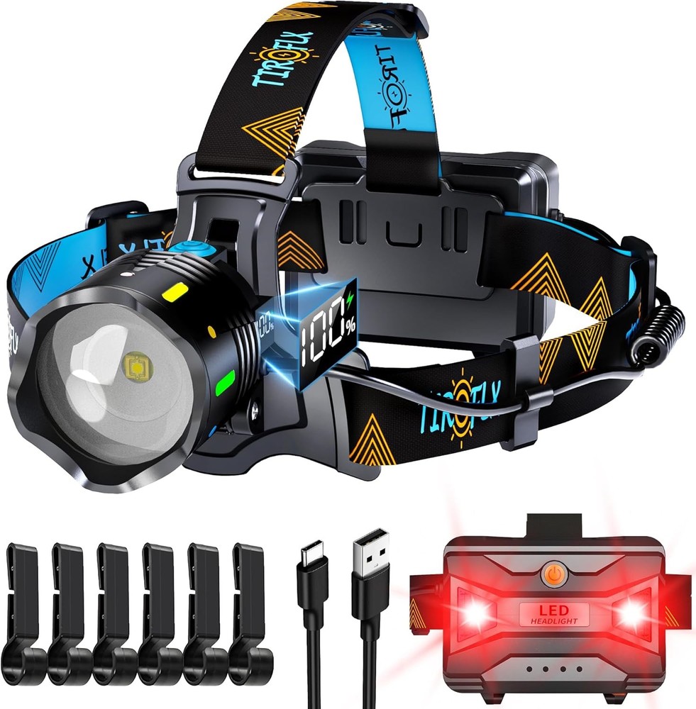 11 Modes 4000 Headlamp Sensor Red Warning Zoomable Energy Medium, White