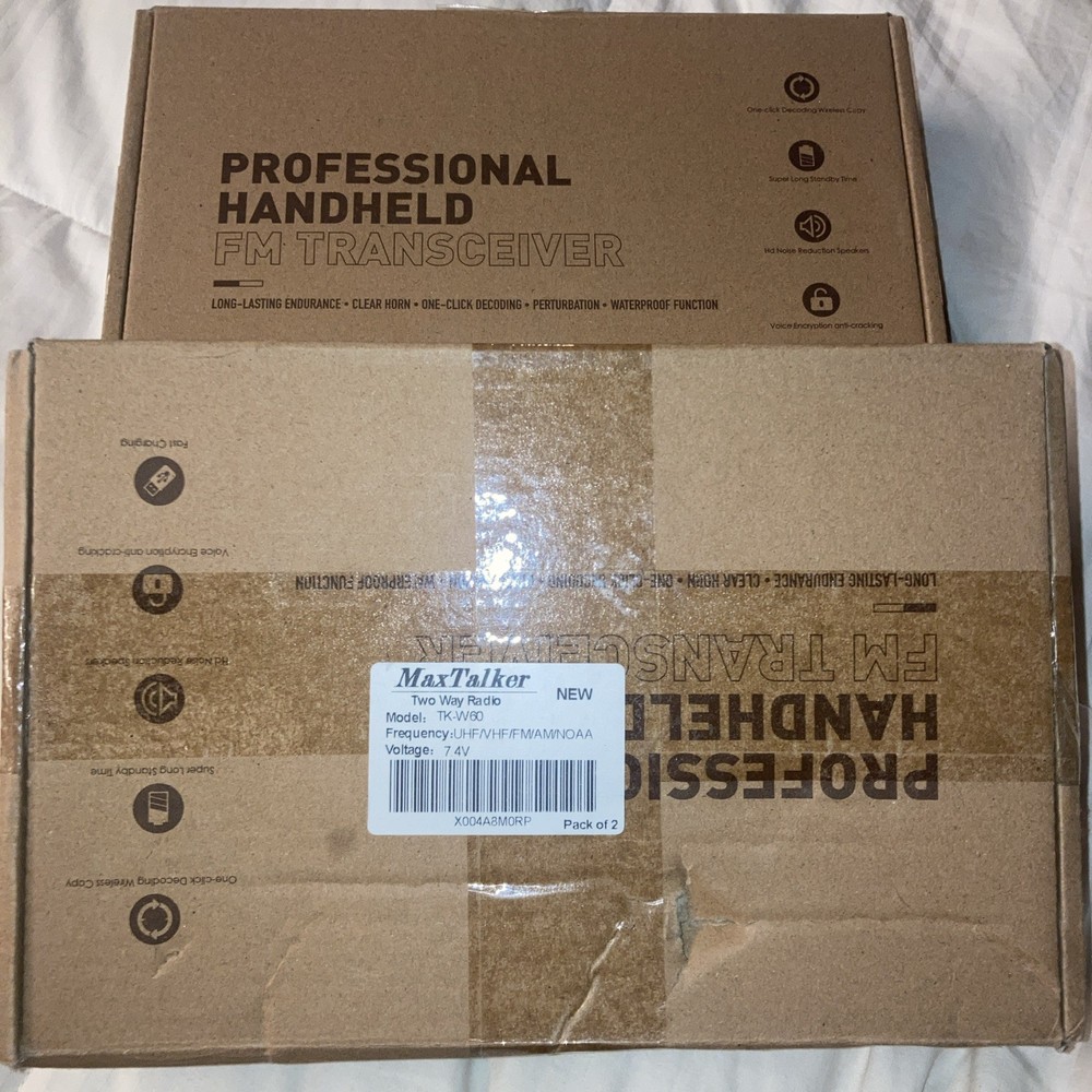 2-Pack MaxTalker TK-W60 Handheld Ham Radios Long Range Waterproof, Rechargeable