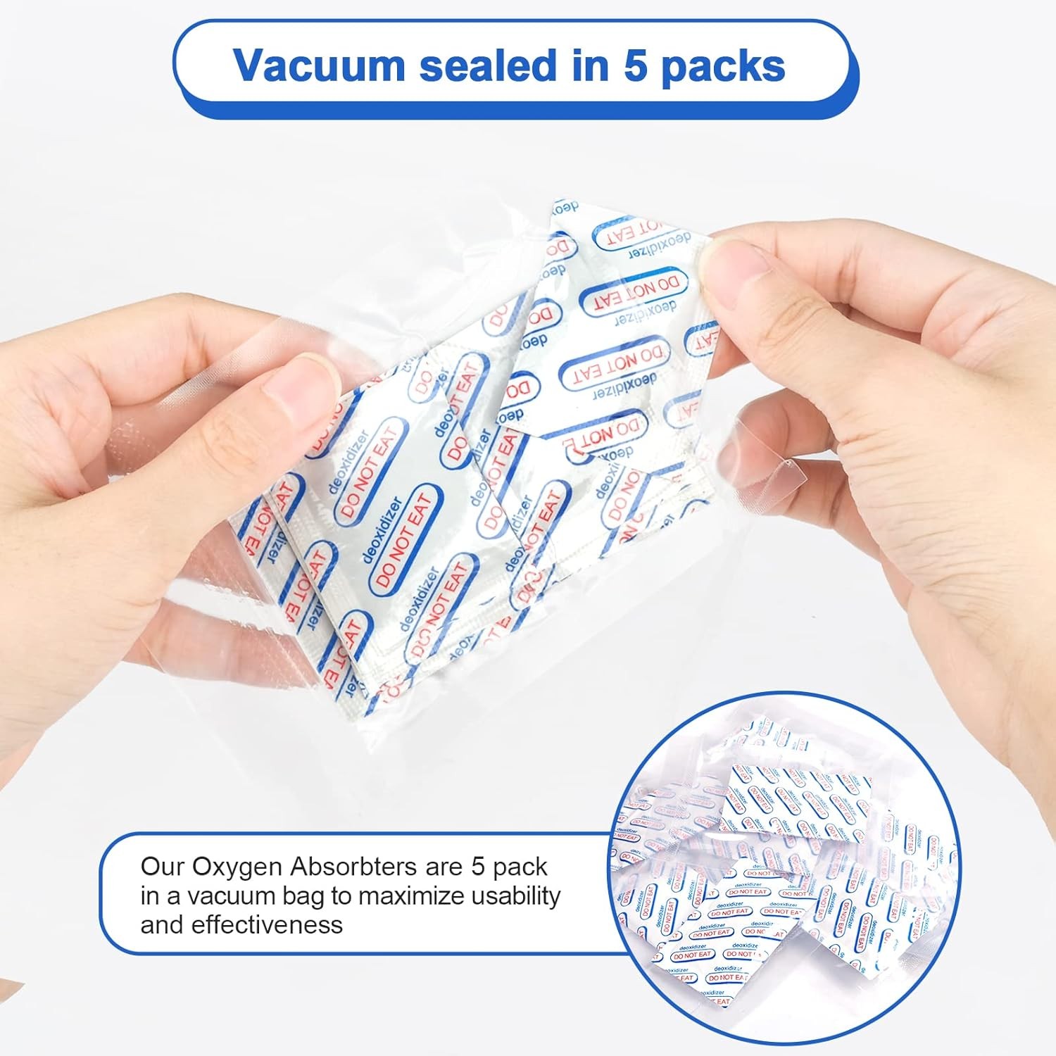 500cc Oxygen Absorbers for Food Storage - 100 Count (20x Packs of 5)