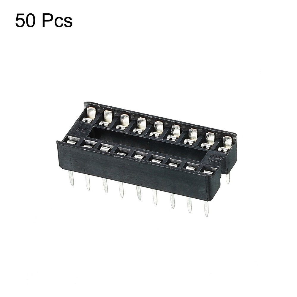DIP IC Chip Socket Adapter Flat Pin 18P 2.54mm Pitch IC Socket, 50 Pack