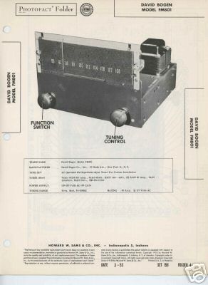 Bogen Model FM801 Tuner-Sams PhotoFact Tech Docs