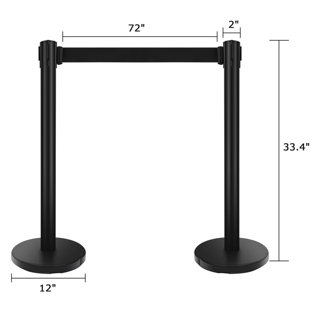 6 PCS Crowd Control Barrier Stanchion Posts Queue Pole with Retractable Belt