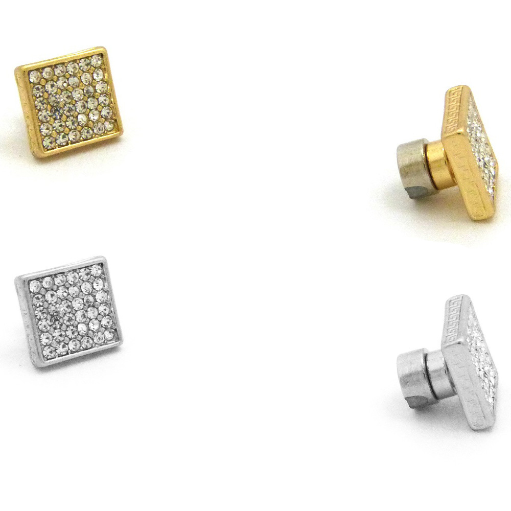 8.9mm Rhinestone Square Shape Magnetic Stud Earring No Piercing Required XE1141