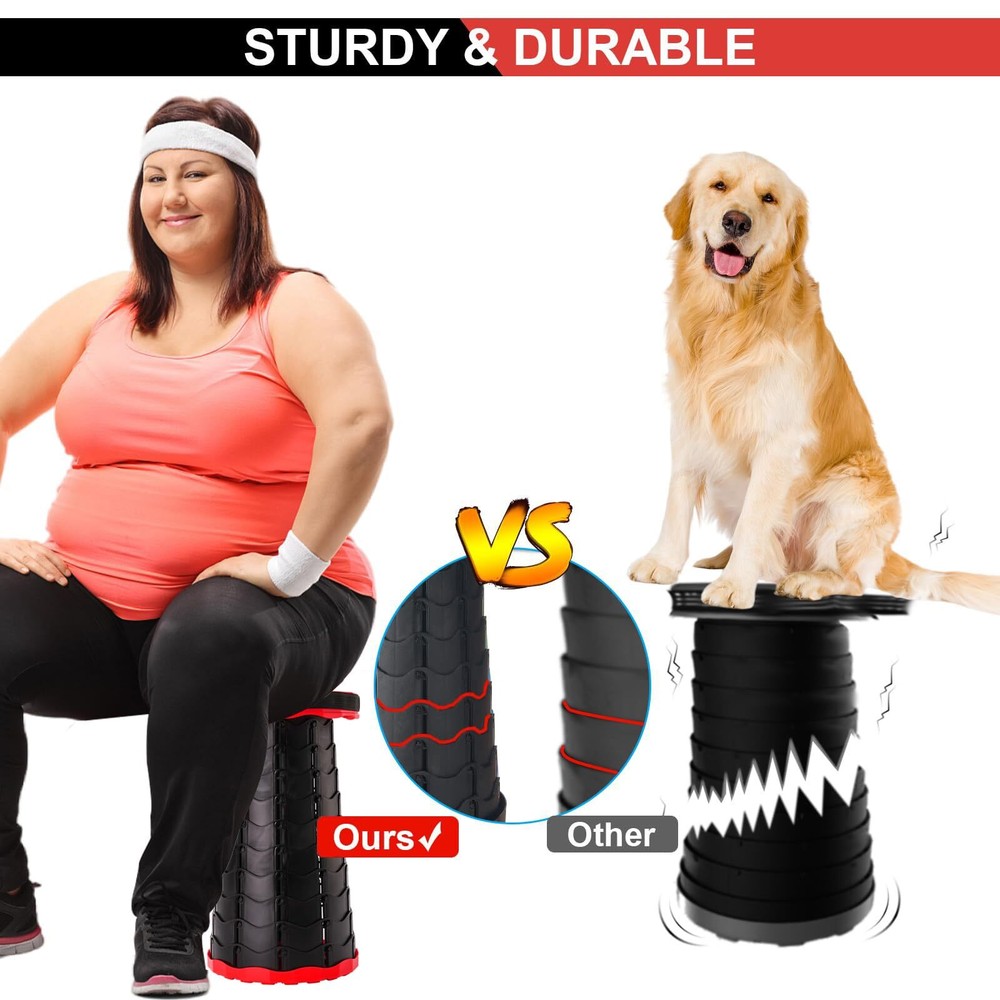 Collapsible Camping Stool Foldable Telescopic Retractable Sitting Camp Chair