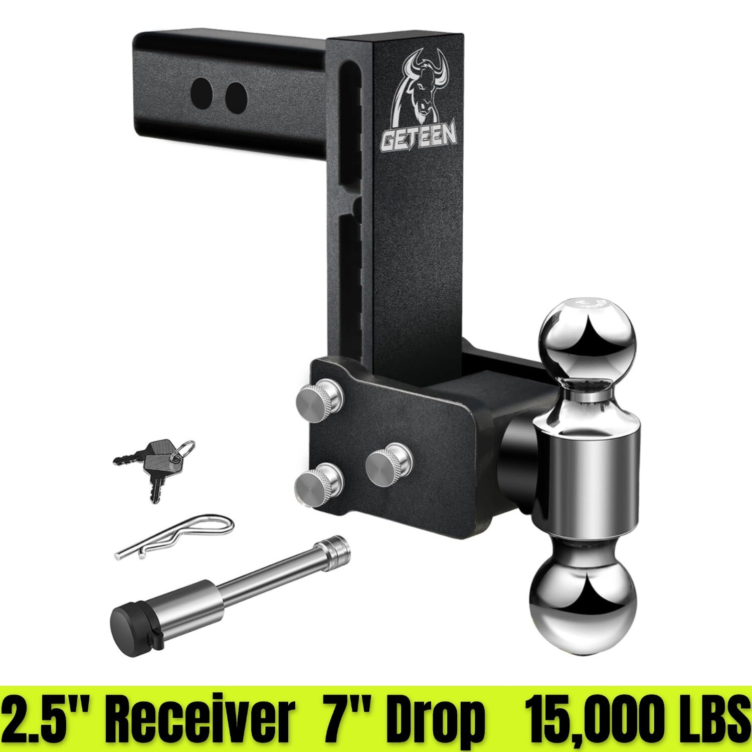 2.5" Receiver Drop Hitch 7" Adjustable Trailer Hitch Tow & Stow 15,000 GTW