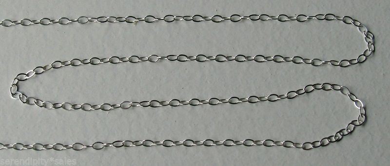 .925 SOLID Sterling SILVER Flat Cable Chain 1.3mm by-the-Foot ~ You Pick Length