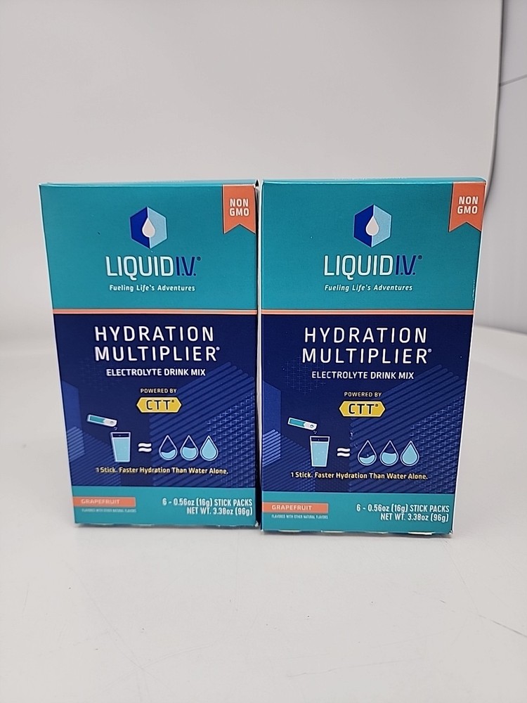 2pk Liquid I.V. Hydration Multiplier Electrolyte Drink Mix Grapefruit 6ct Box