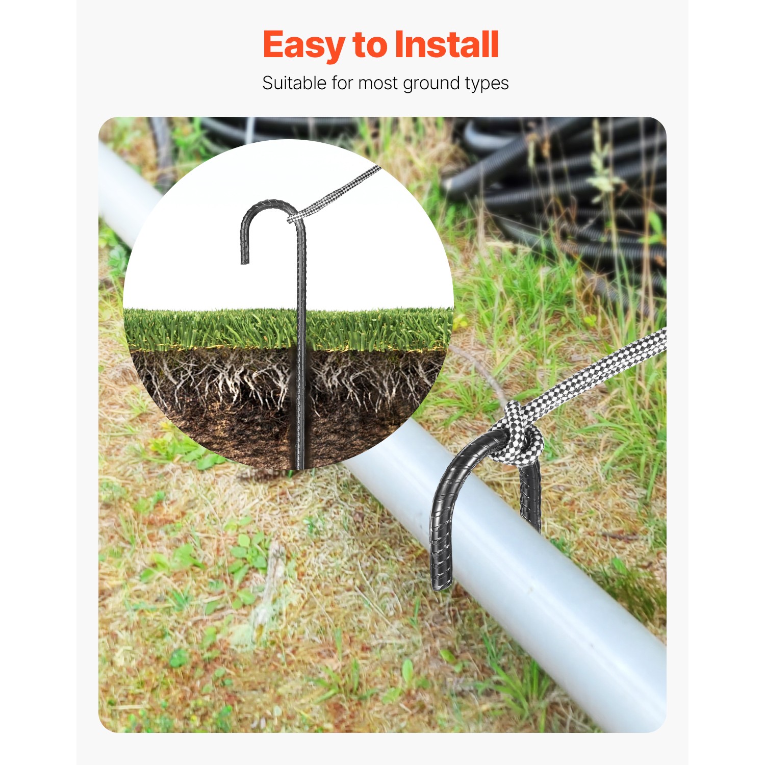 16-Inch 16 Pack Rebar Stakes Heavy Duty J Hook Galvanized Steel Ground Anchors