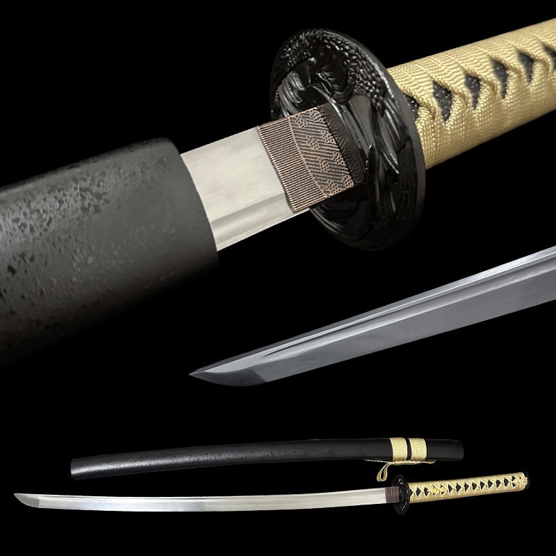 Japanese Style Katana with Tan Wrap Display Sword Unsharpened