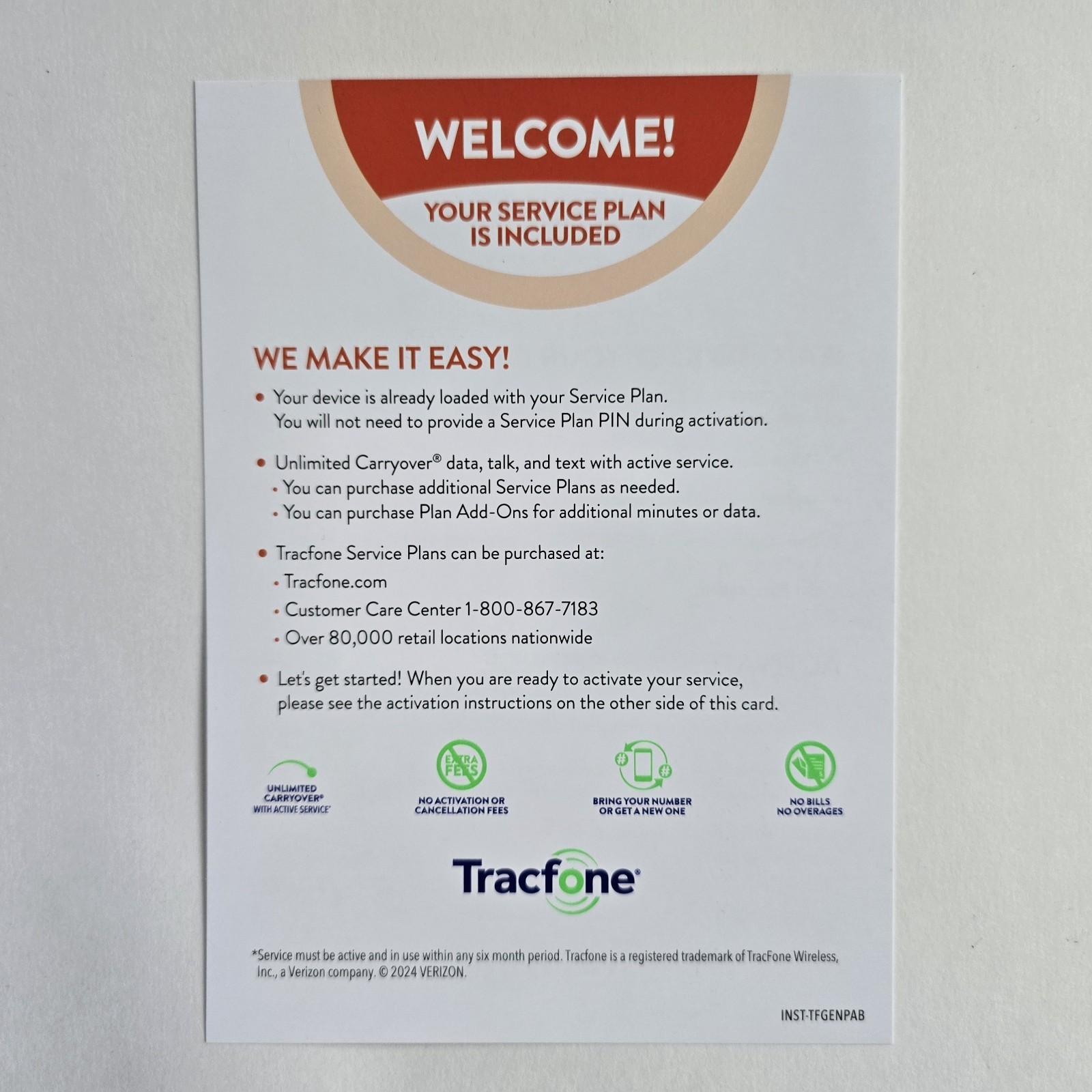 TracFone 1-Year service - 1500mins / 1500 Txts / 1.5GB Data (SIM only)