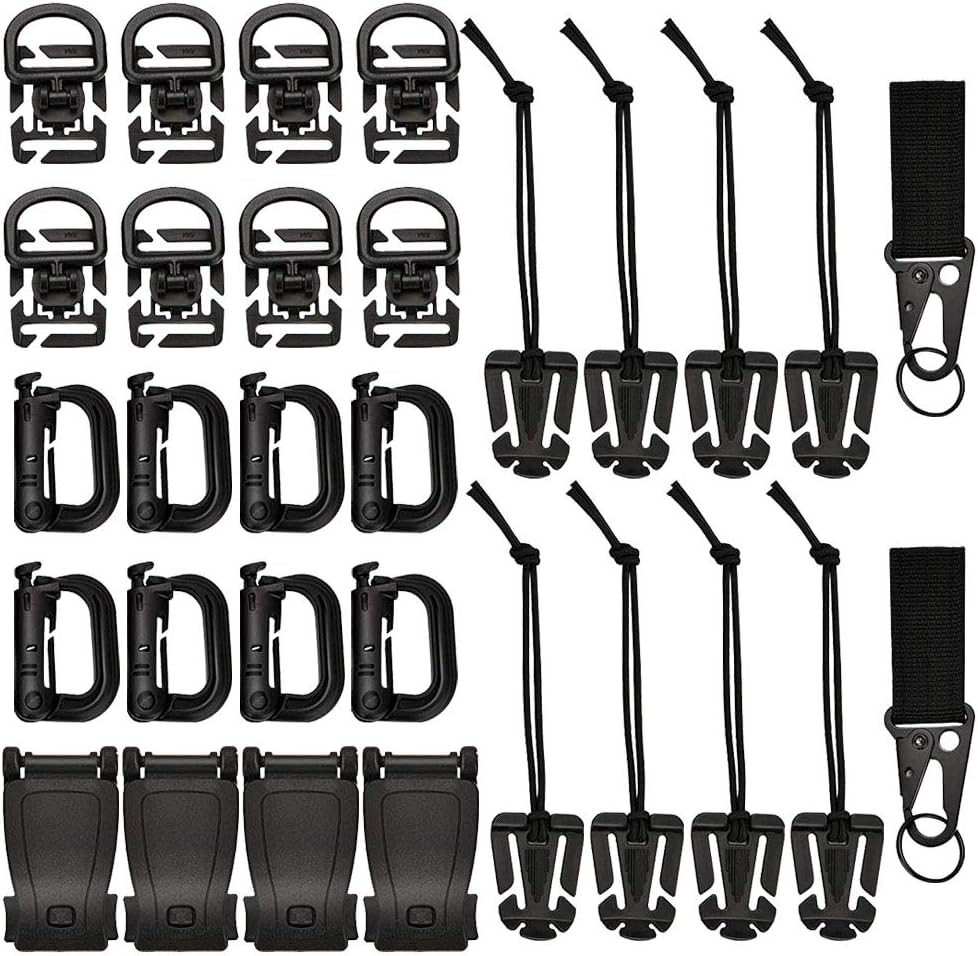 30 Pcs Molle Attachments Kit, Tactical Gear Clip Strap for Backpack, Include D-R