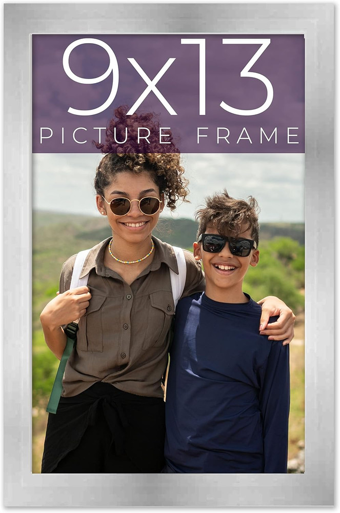 Custompictureframes 9X13 Stainless Silver Picture Frame - Solid Wood Silver Mode