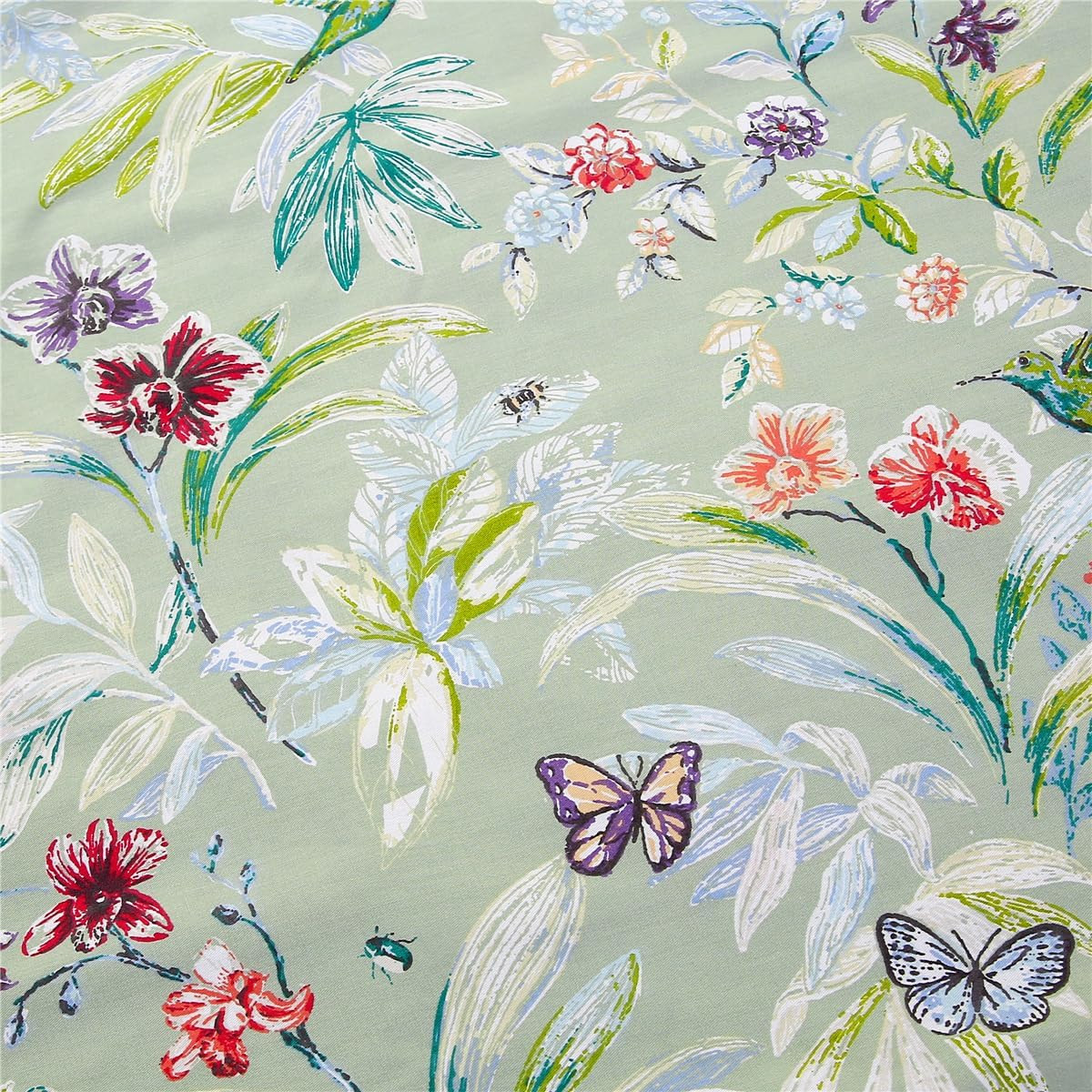 100% Cotton Pillowcases Set of 2 King Size Floral Printed Butterfly Pillow Cases