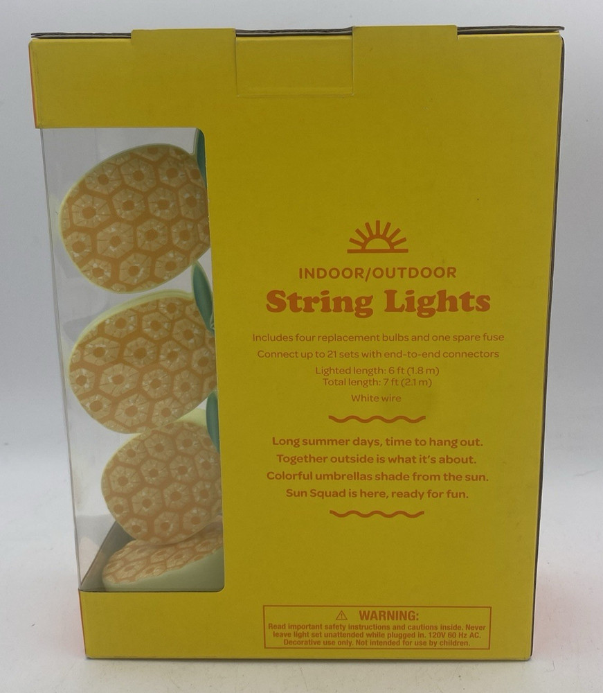 Sun Squad Indoor/Outdoor PINEAPPLE String Lights (10 Blue Lights)
