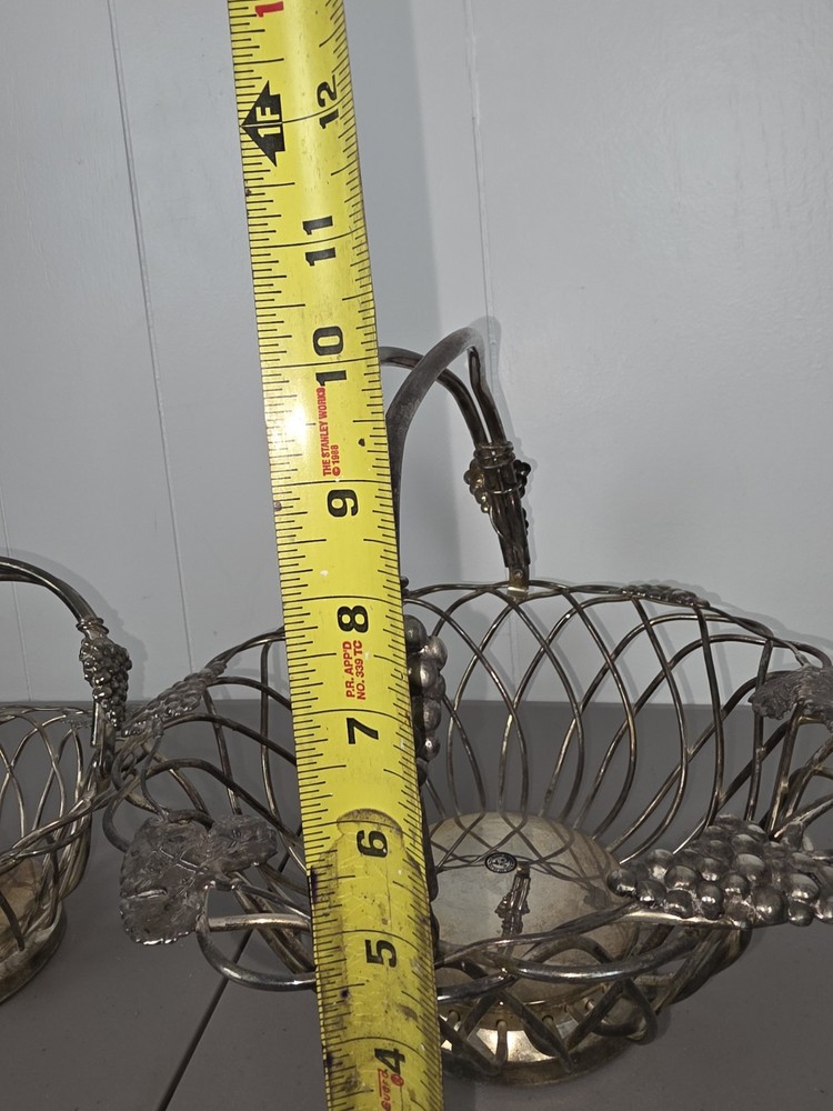GODINGER Silver Grapevine Leaf Baskets Silver Plated Base Metal 11" Decorative
