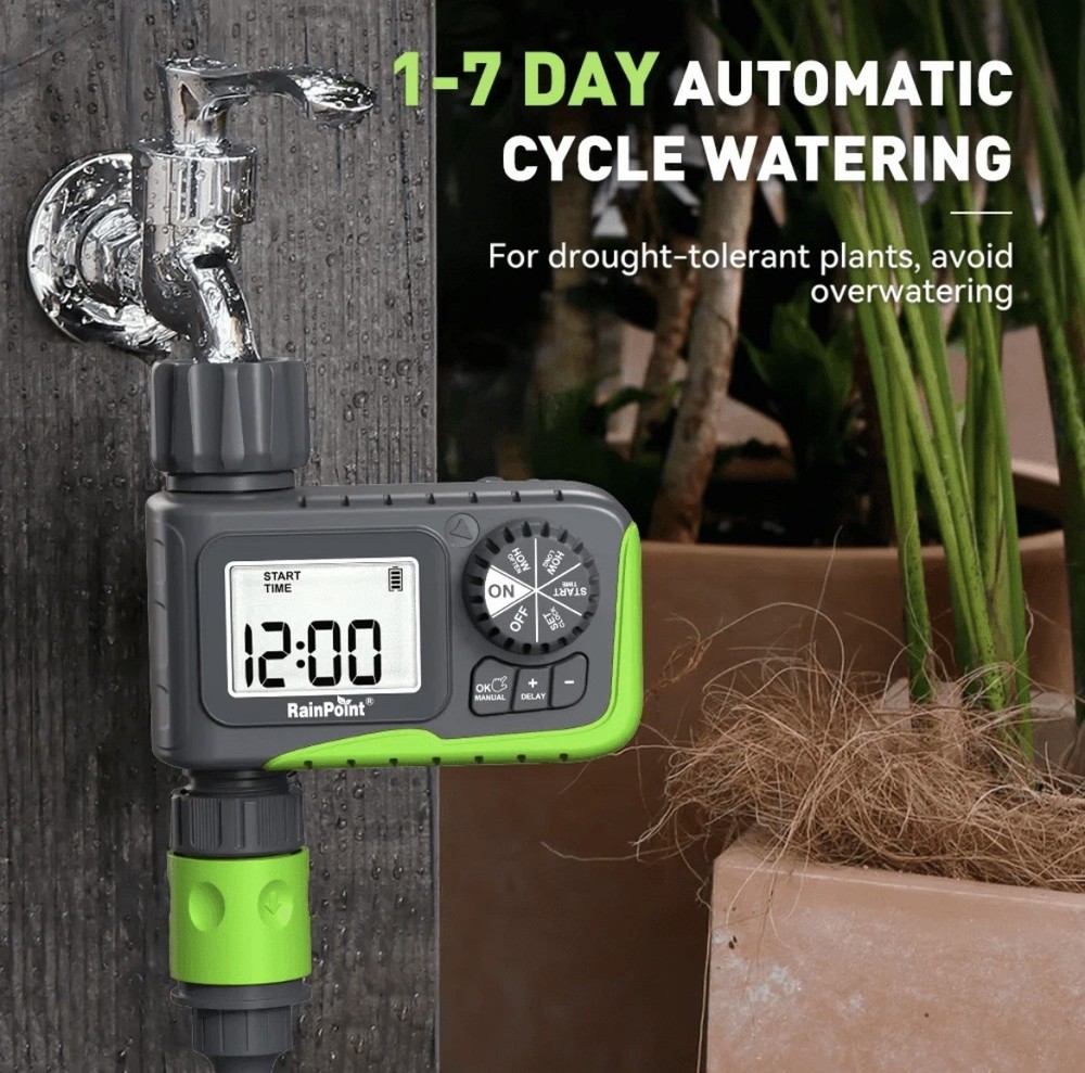 Rainpoint 1-Zone Water Timer ITV105 Water/Rustproof Rain Delay Watering - NEW