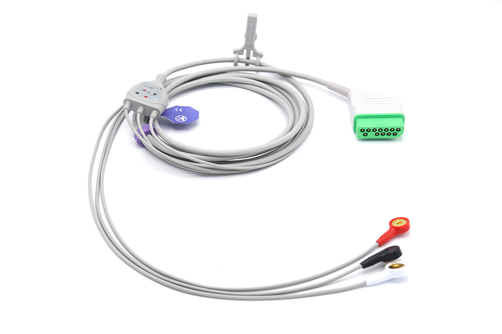 Nihon Kohden ECG Cable 3 Leads Snap Compatible - Same Day Shipping