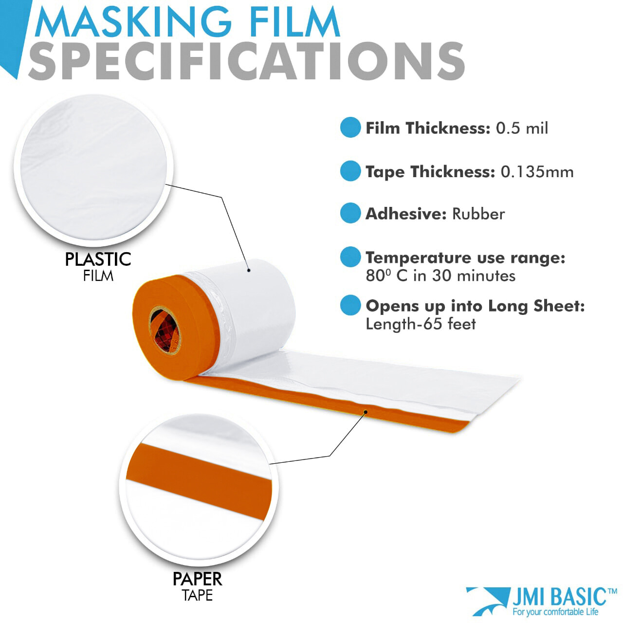 Pre taped Masking Paper - Car Painters Plastic Orange Automotive Paint Tape Film