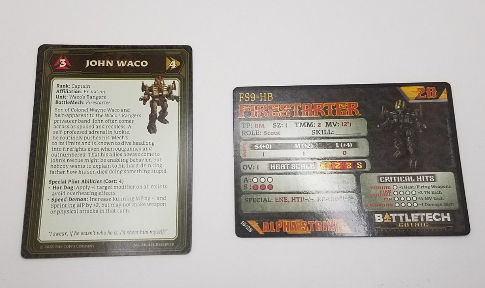 Battletech Gothic - Firestarter *Mech & Cards*