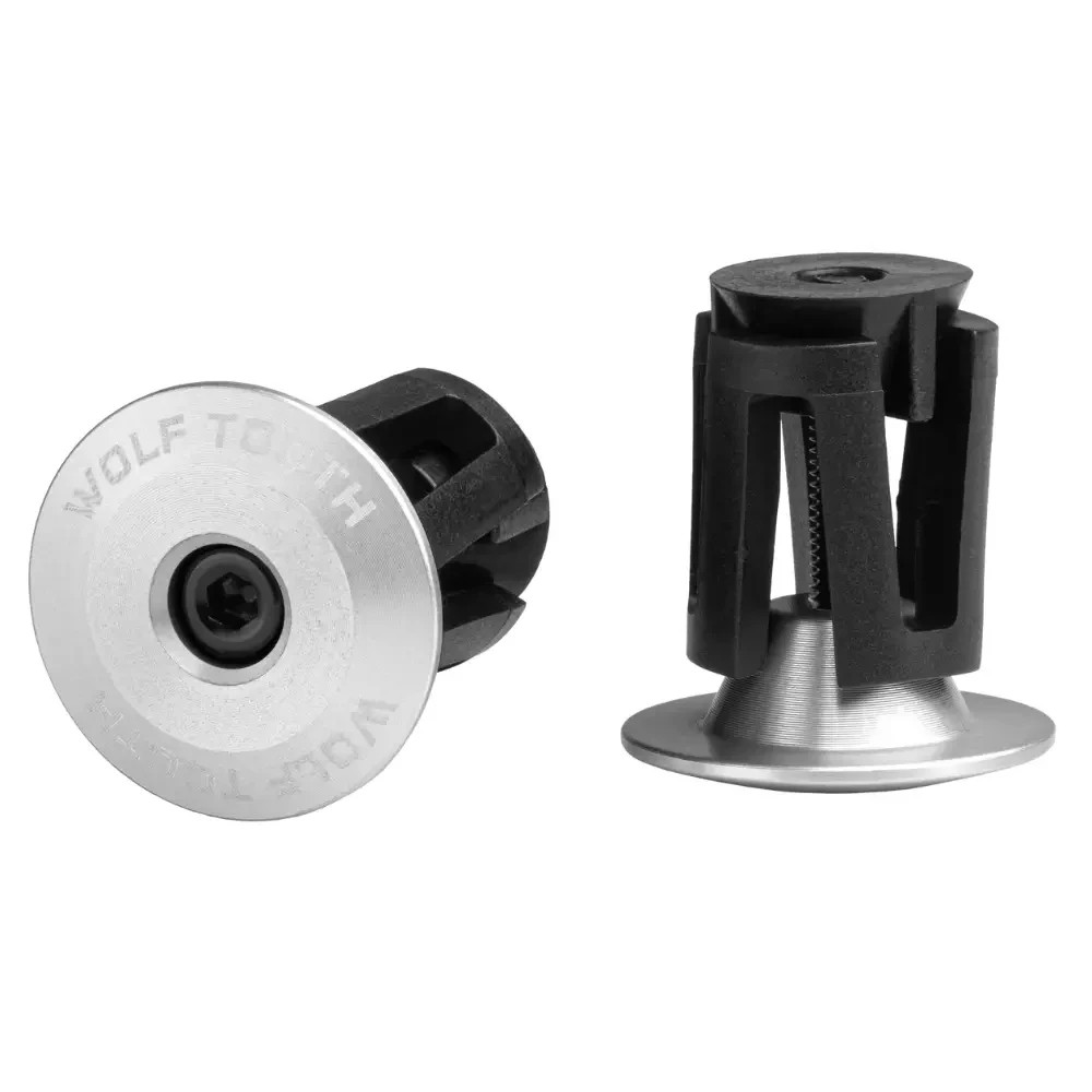 Wolf Tooth Alloy Bar End Plugs. Raw Silver