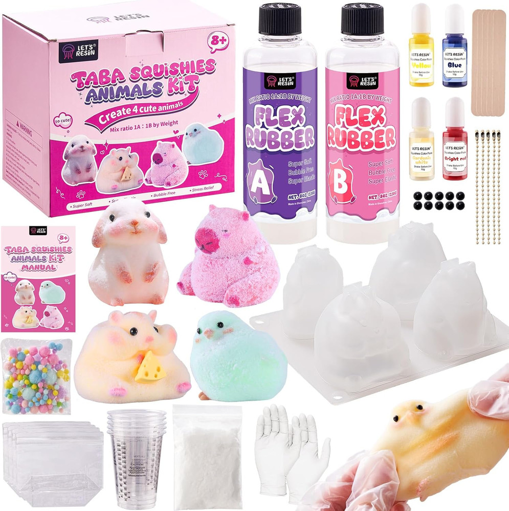 Flex Rubber for Taba Squishy Kit, All-In-One Beginner Kit for Squishy Maker, wit