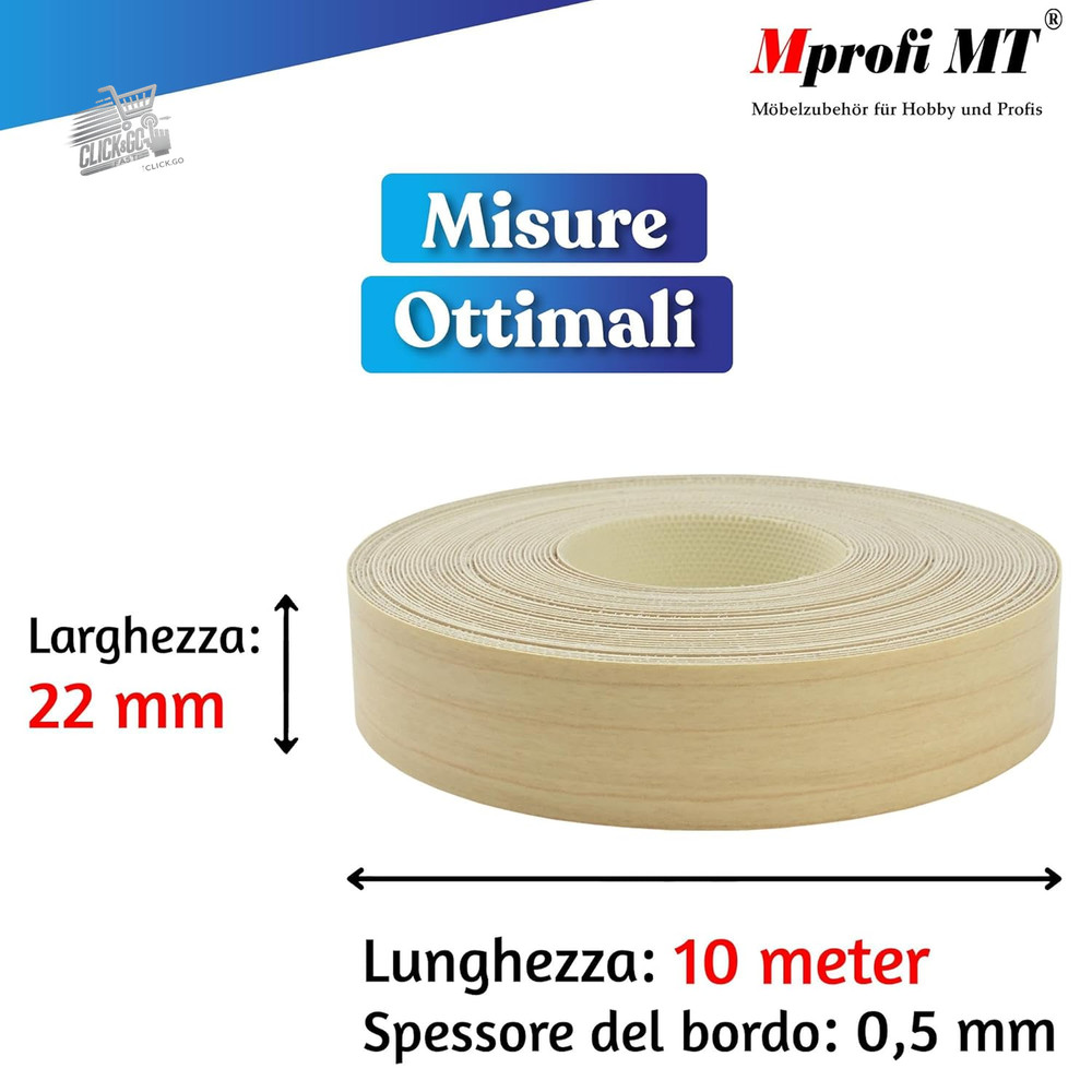 ® - Maple Effect Edge | 22mm X 10M | Easy to Apply | Mel Kitchen Edge