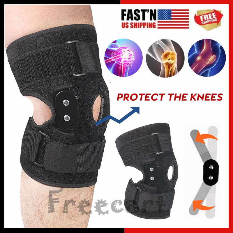 Knee Brace Hinged Compression Sleeve Joint Support Open Patella Stabilizer Wrap