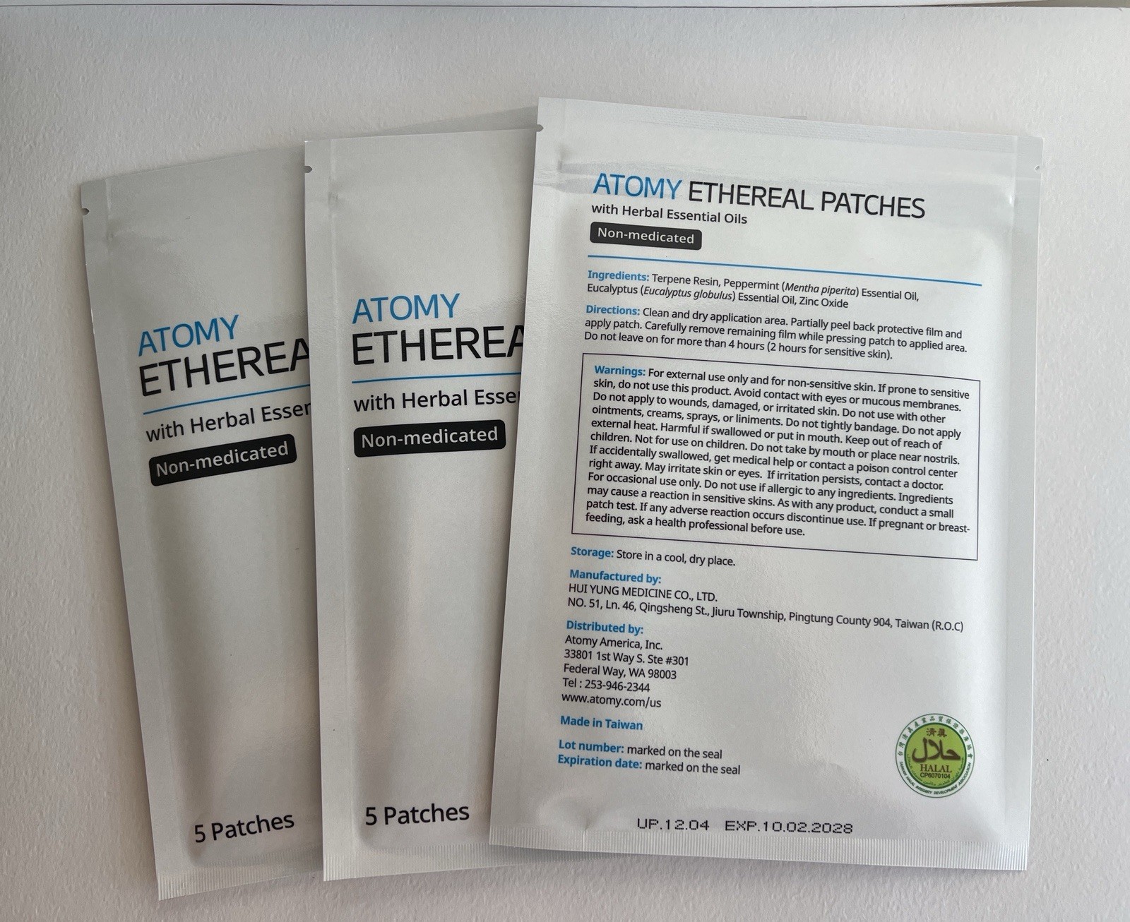 Atomy Ethereal Patches with Herbal Essential Oils 3 Pack( 5 pcs/pack) US SELLER.
