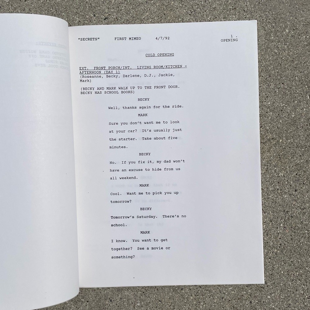 Roseanne Original 1992 Production Used First Draft Script Secrets Barr Metcalf