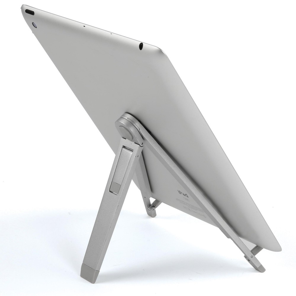 Universal Compact Tabletop Tablet Holder for iPad E-Reader Drawing Pad - Silver